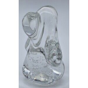 Leonard Towle Glass Hound Dog Paperweight Controlled Bubble Art Glass Vintage